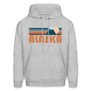 Alaska Hoodie - Retro Mountain Alaska Crewneck Hooded Sweatshirt - heather gray