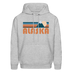 Alaska Hoodie - Retro Mountain Alaska Crewneck Hooded Sweatshirt - heather gray