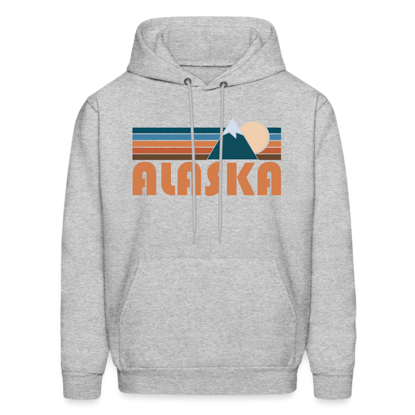 Alaska Hoodie - Retro Mountain Alaska Crewneck Hooded Sweatshirt - heather gray