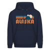 Alaska Hoodie - Retro Mountain Alaska Crewneck Hooded Sweatshirt - navy