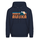 Alaska Hoodie - Retro Mountain Alaska Crewneck Hooded Sweatshirt - navy