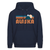 Alaska Hoodie - Retro Mountain Alaska Crewneck Hooded Sweatshirt - navy