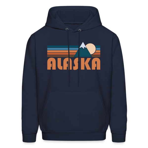Alaska Hoodie - Retro Mountain Alaska Crewneck Hooded Sweatshirt - navy