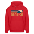 Alaska Hoodie - Retro Mountain Alaska Crewneck Hooded Sweatshirt - red