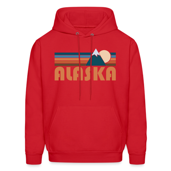 Alaska Hoodie - Retro Mountain Alaska Crewneck Hooded Sweatshirt - red