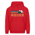 Alaska Hoodie - Retro Mountain Alaska Crewneck Hooded Sweatshirt - red