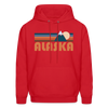 Alaska Hoodie - Retro Mountain Alaska Crewneck Hooded Sweatshirt - red