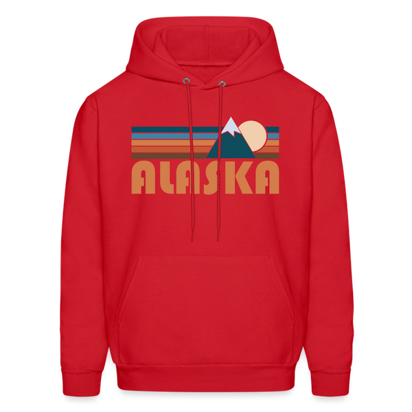 Alaska Hoodie - Retro Mountain Alaska Crewneck Hooded Sweatshirt - red