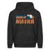 Alaska Hoodie - Retro Mountain Alaska Crewneck Hooded Sweatshirt - charcoal grey