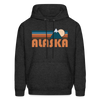 Alaska Hoodie - Retro Mountain Alaska Crewneck Hooded Sweatshirt - charcoal grey