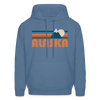 Alaska Hoodie - Retro Mountain Alaska Crewneck Hooded Sweatshirt - denim blue
