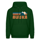 Alaska Hoodie - Retro Mountain Alaska Crewneck Hooded Sweatshirt - forest green