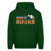 Alaska Hoodie - Retro Mountain Alaska Crewneck Hooded Sweatshirt - forest green