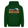 Alaska Hoodie - Retro Mountain Alaska Crewneck Hooded Sweatshirt - forest green
