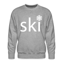 Ski Snowflake Sweatshirt - Men's Snow Ski Sweatshirt - heather grey