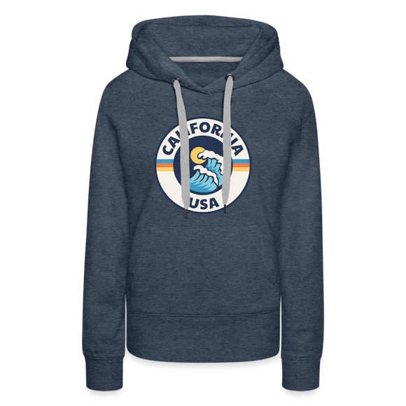 Premium Women's California Hoodie - heather denim
