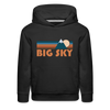 Big Sky, Montana Youth Hoodie - Retro Mountain Youth Big Sky Hooded Sweatshirt - black