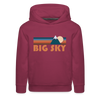 Big Sky, Montana Youth Hoodie - Retro Mountain Youth Big Sky Hooded Sweatshirt - burgundy
