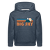 Big Sky, Montana Youth Hoodie - Retro Mountain Youth Big Sky Hooded Sweatshirt - heather denim