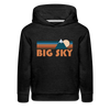 Big Sky, Montana Youth Hoodie - Retro Mountain Youth Big Sky Hooded Sweatshirt - charcoal grey