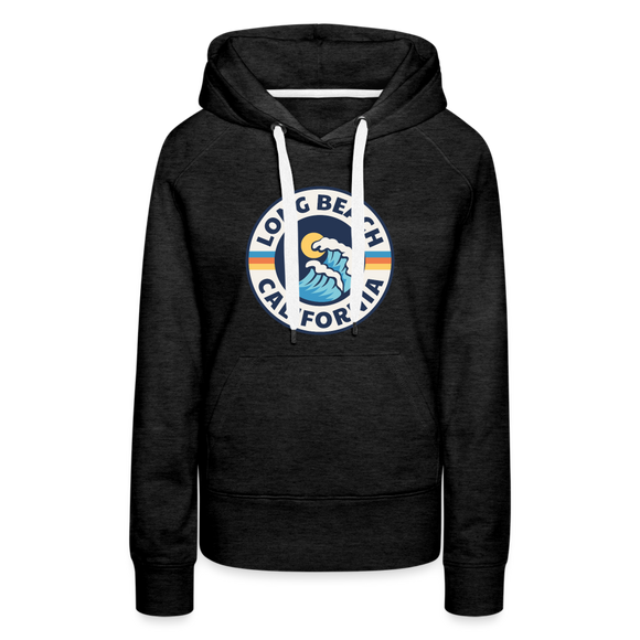 Premium Women's Long Beach, California Hoodie - Women's Long Beach Hoodie - charcoal grey