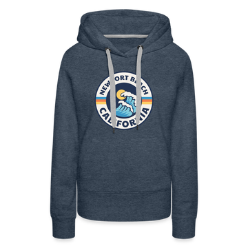 Premium Women's Newport Beach, California Hoodie - Women's Newport Beach Hoodie - heather denim