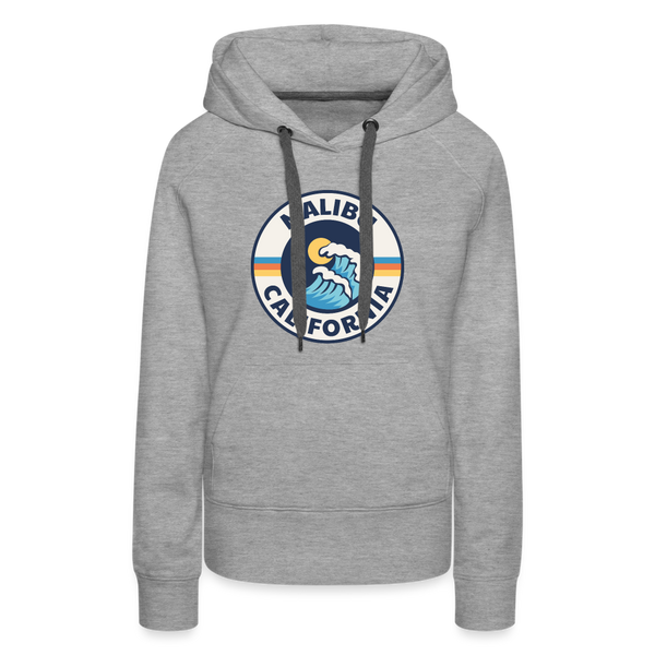 Premium Women's Malibu, California Hoodie - Women's Malibu Hoodie - heather grey