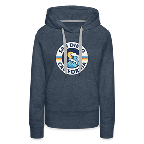 Premium Women's San Diego, California Hoodie - Women's San Diego Hoodie - heather denim