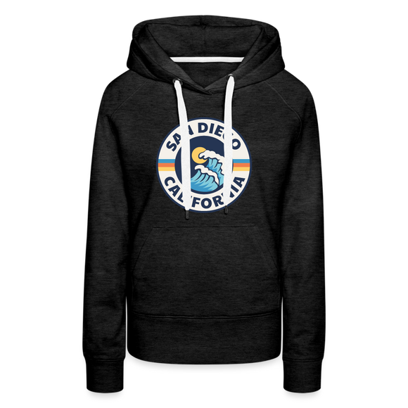Premium Women's San Diego, California Hoodie - Women's San Diego Hoodie - charcoal grey