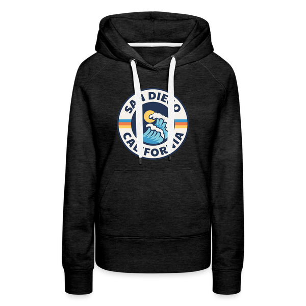 Premium Women's San Diego, California Hoodie - Women's San Diego Hoodie - charcoal grey