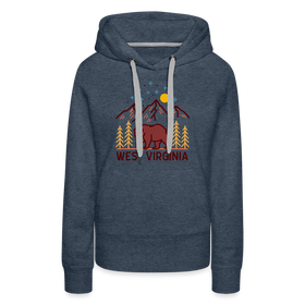 Premium Women's West Virginia Hoodie - heather denim