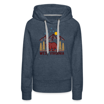 Premium Women's West Virginia Hoodie - heather denim