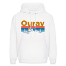 Ouray, Colorado Hoodie - Retro Mountain & Birds Ouray Hooded Sweatshirt - white