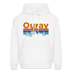 Ouray, Colorado Hoodie - Retro Mountain & Birds Ouray Hooded Sweatshirt - white