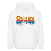 Ouray, Colorado Hoodie - Retro Mountain & Birds Ouray Hooded Sweatshirt - white