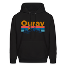Ouray, Colorado Hoodie - Retro Mountain & Birds Ouray Hooded Sweatshirt - black
