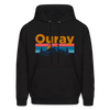 Ouray, Colorado Hoodie - Retro Mountain & Birds Ouray Hooded Sweatshirt - black
