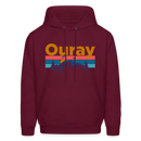Ouray, Colorado Hoodie - Retro Mountain & Birds Ouray Hooded Sweatshirt - burgundy