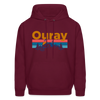 Ouray, Colorado Hoodie - Retro Mountain & Birds Ouray Hooded Sweatshirt - burgundy
