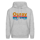 Ouray, Colorado Hoodie - Retro Mountain & Birds Ouray Hooded Sweatshirt - heather gray