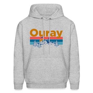 Ouray, Colorado Hoodie - Retro Mountain & Birds Ouray Hooded Sweatshirt - heather gray