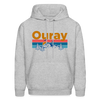 Ouray, Colorado Hoodie - Retro Mountain & Birds Ouray Hooded Sweatshirt - heather gray