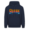Ouray, Colorado Hoodie - Retro Mountain & Birds Ouray Hooded Sweatshirt - navy