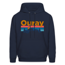 Ouray, Colorado Hoodie - Retro Mountain & Birds Ouray Hooded Sweatshirt - navy
