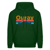 Ouray, Colorado Hoodie - Retro Mountain & Birds Ouray Hooded Sweatshirt - forest green