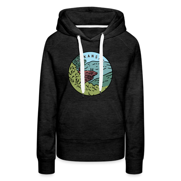 Premium Women's Arkansas Hoodie - charcoal grey