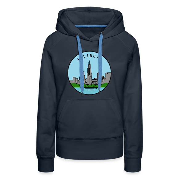 Premium Women's Illinois Hoodie - navy