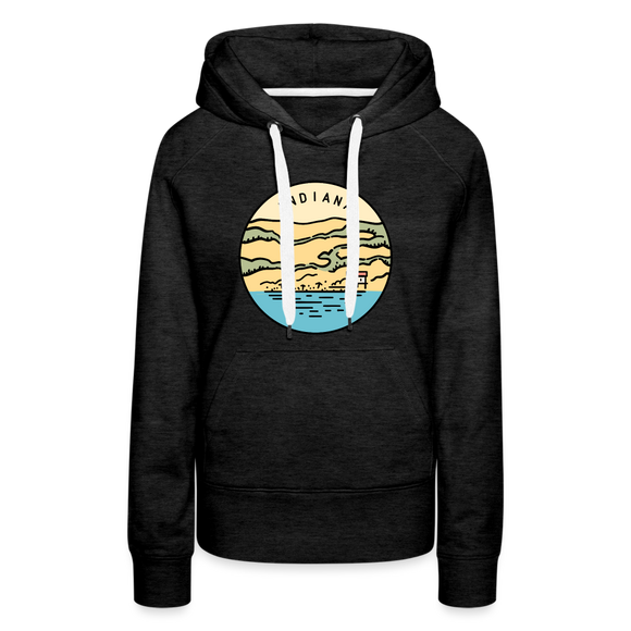 Premium Women's Indiana Hoodie - charcoal grey