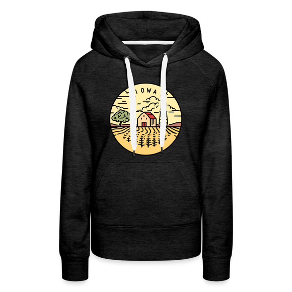 Premium Women's Iowa Hoodie - charcoal grey