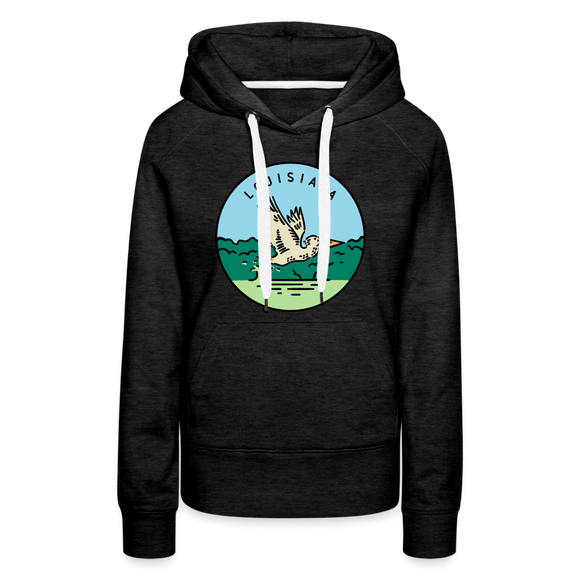 Premium Women's Louisiana Hoodie - charcoal grey